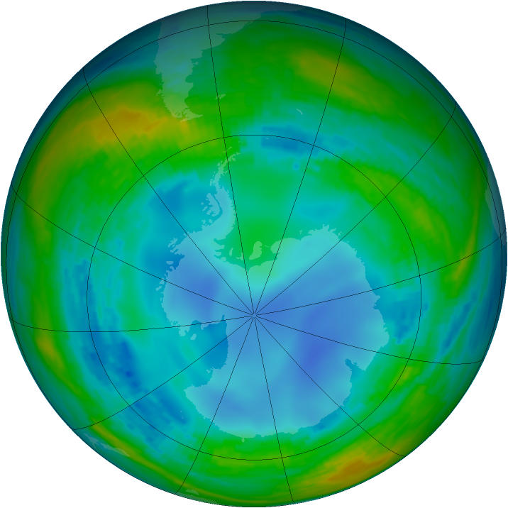 Antarctic ozone map for 03 August 1993